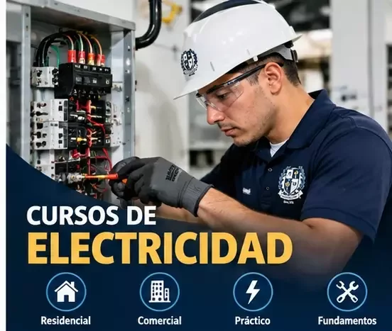 Técnico cableando un panel de control eléctrico durante entrenamiento práctico