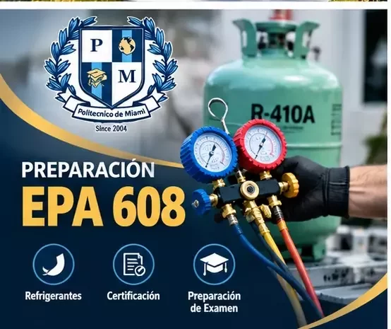 Preparación EPA 608 para estudiantes de HVAC en el Politécnico de Miami