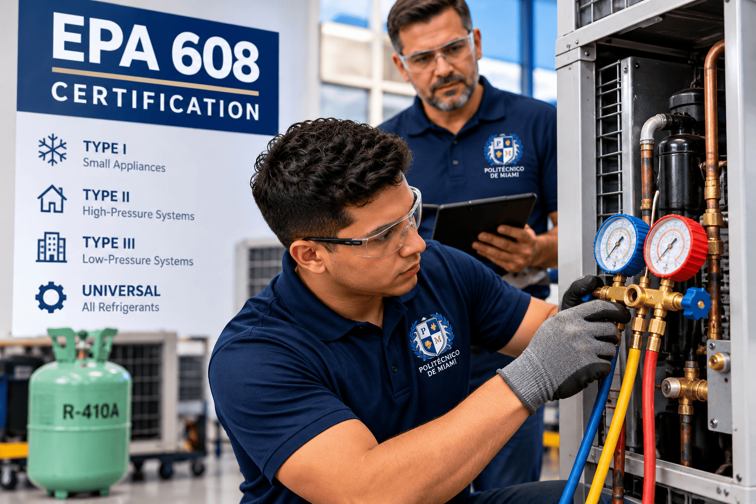 Preparación EPA 608 para estudiantes de HVAC en el Politécnico de Miami
