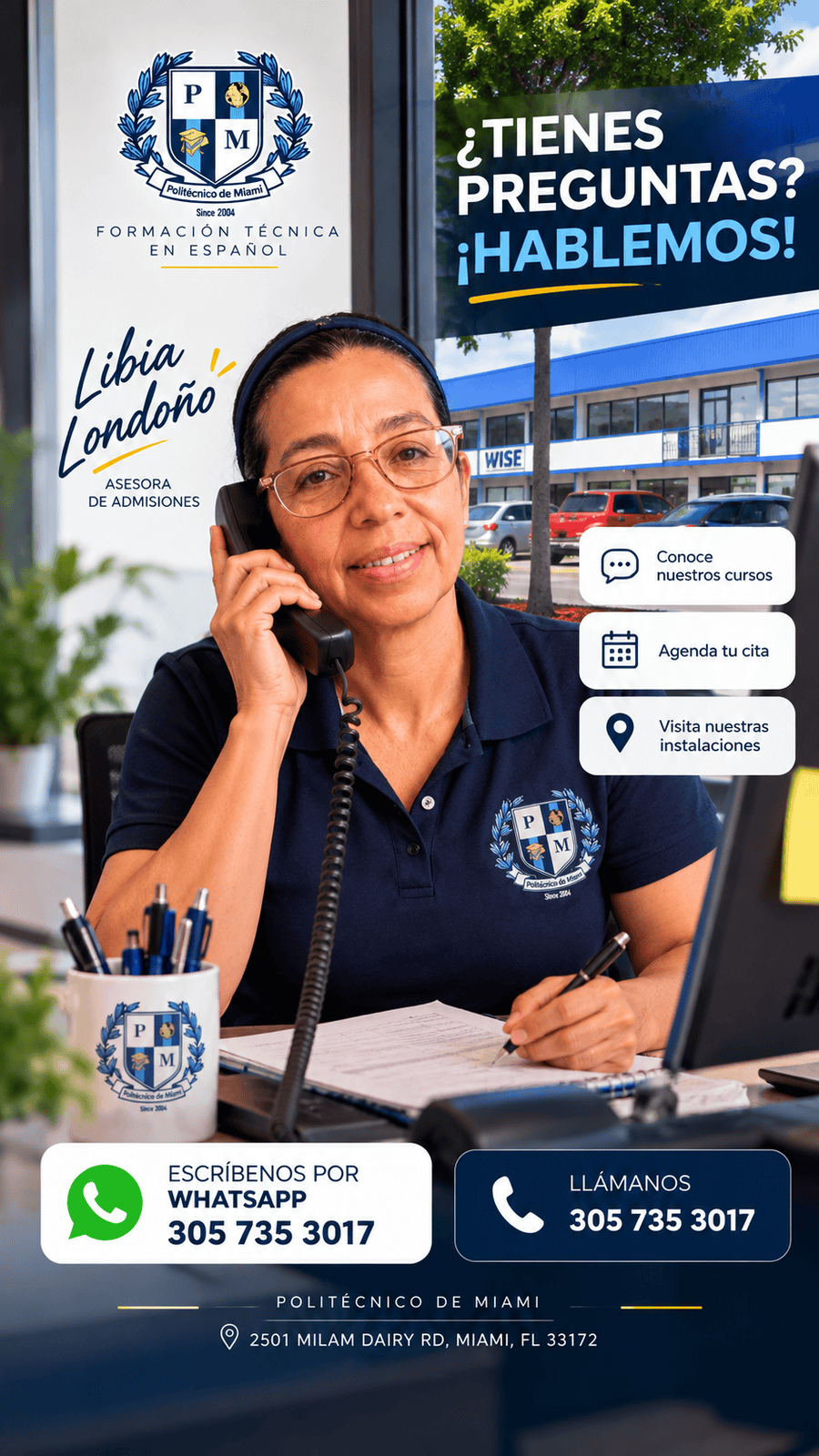 Contacta a Libia Londoño para información sobre cursos HVAC en Miami