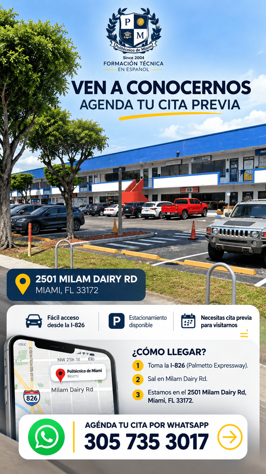 Información para visitar las instalaciones del Politécnico de Miami